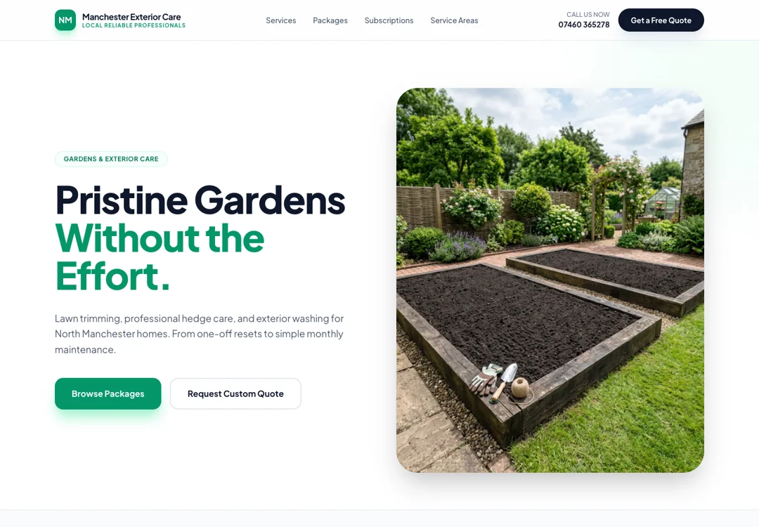 Garden & exterior care website design example